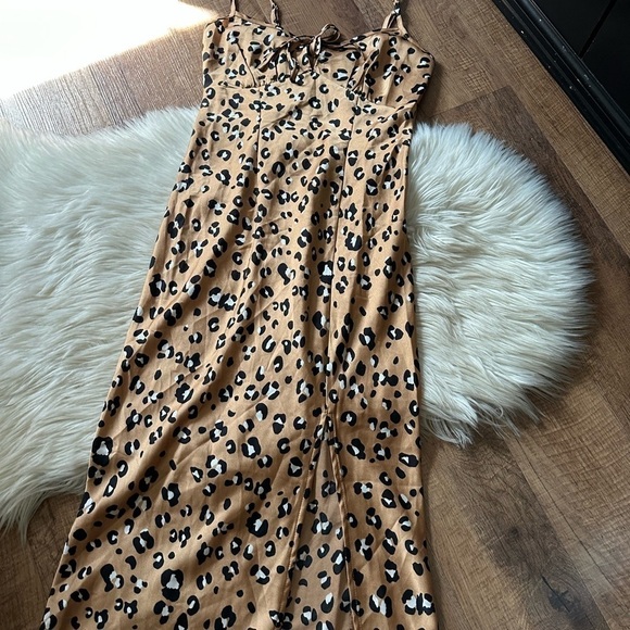 LULU’S Known To Be Wild Tan Leopard Print Satin Slip Dress - Picture 3 of 5